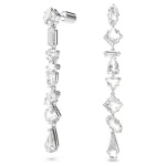 Mesmera drop earrings Mixed cuts, Long, White, Rhodium plated
