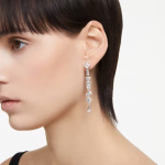 Mesmera drop earrings Mixed cuts, Long, White, Rhodium plated
