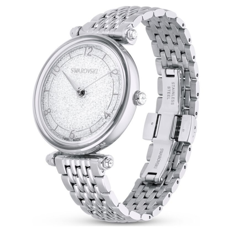 Crystalline Wonder watch Swiss Made, Metal bracelet, Silver tone, Stainless steel
