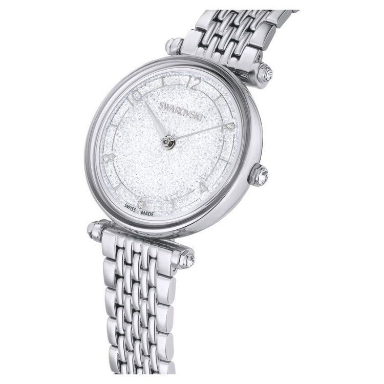 Crystalline Wonder watch Swiss Made, Metal bracelet, Silver tone, Stainless steel