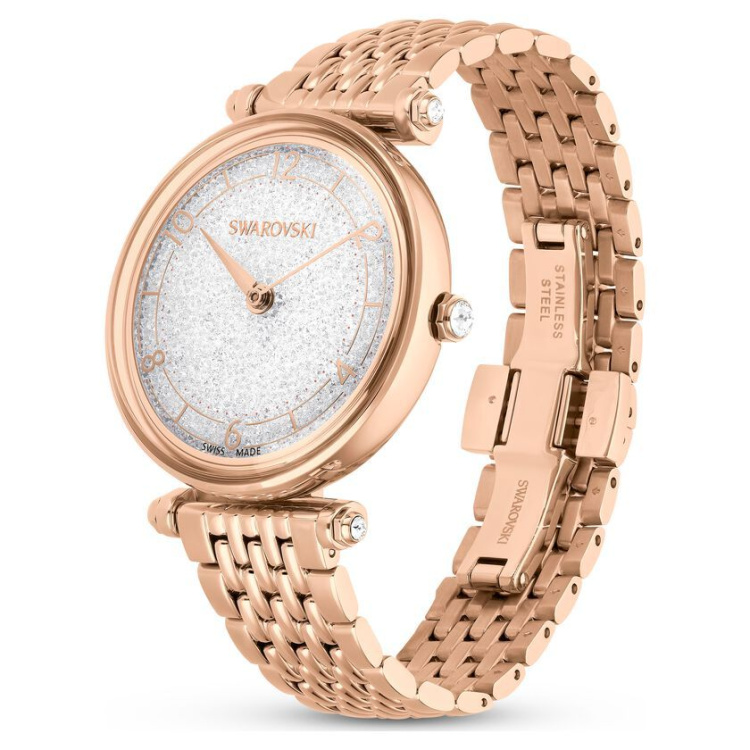 Crystalline Wonder watch Swiss Made, Metal bracelet, Rose gold tone, Rose gold-tone finish