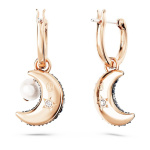 Sublima drop earrings Asymmetrical design, Moon, Multicolored, Rose gold-tone plated