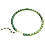 Millenia necklace,Octagon cut, Green, Gold-tone plated
