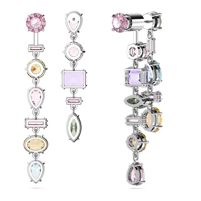 Gema drop earrings, Asymmetrical, Long, Multicolored