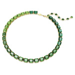 Millenia necklace,Octagon cut, Green, Gold-tone plated