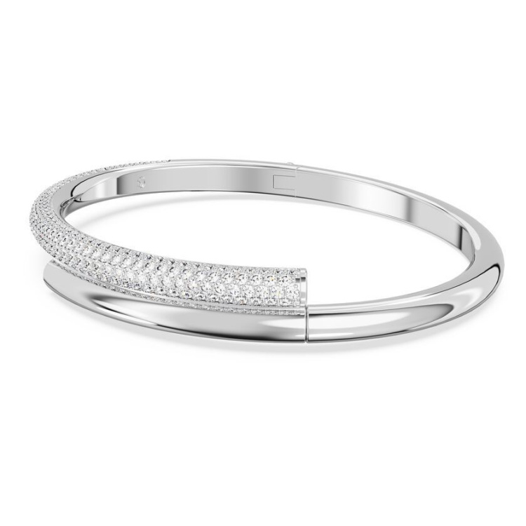 Dextera bangle White, Rhodium plated