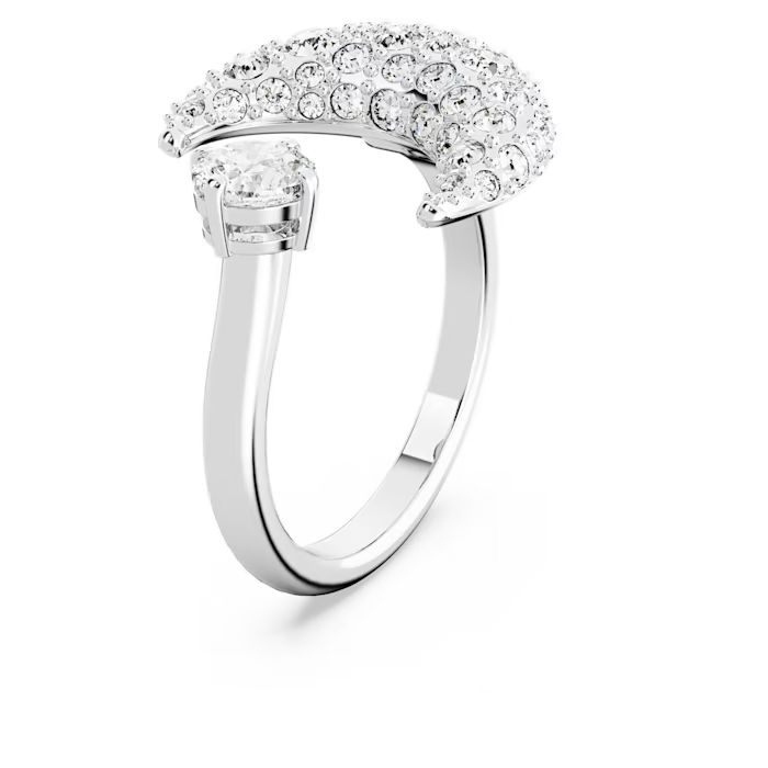 Sublima open ring Moon, White, Rhodium plated