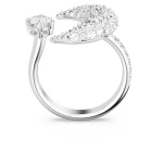 Sublima open ring Moon, White, Rhodium plated
