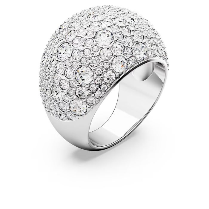 Sublima cocktail ring Moon, White, Rhodium plated