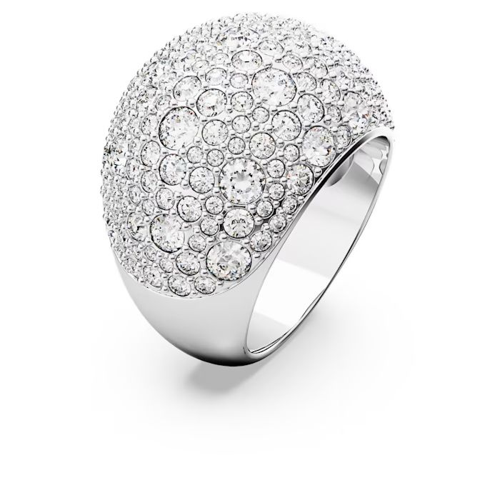Sublima cocktail ring Moon, White, Rhodium plated