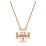 Idyllia pendant Clover, White, Rose gold-tone plated