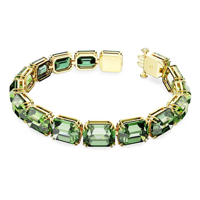 Millenia bracelet Octagon cut, Color gradient, Green, Gold-tone plated