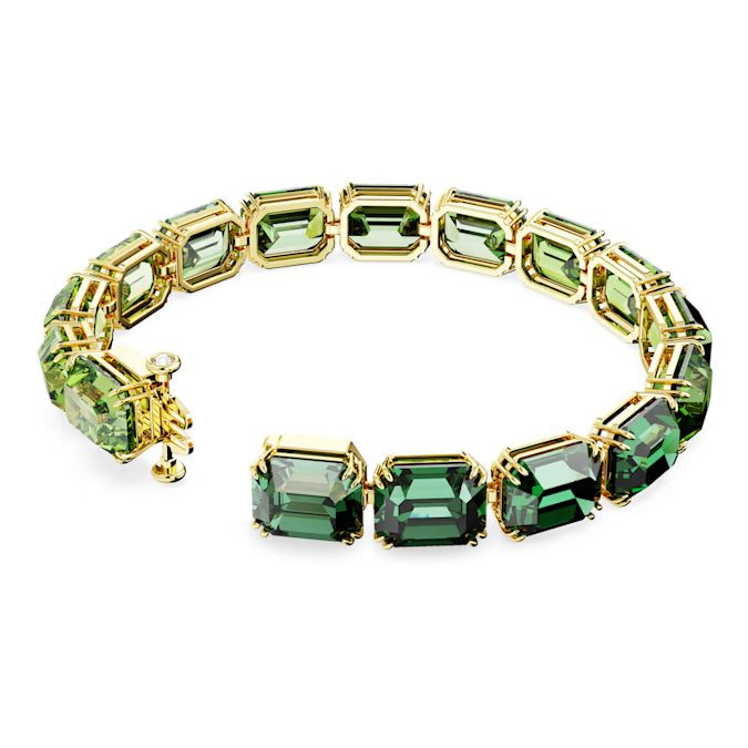 Millenia bracelet Octagon cut, Color gradient, Green, Gold-tone plated