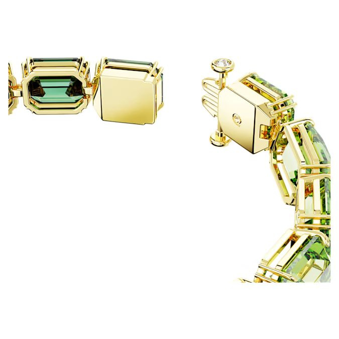 Millenia bracelet Octagon cut, Color gradient, Green, Gold-tone plated
