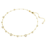 Imber necklace Round cut, Scattered design, White, Gold-tone plated