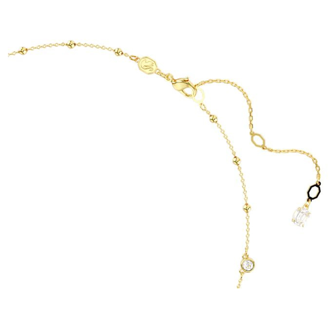 Imber necklace Round cut, Scattered design, White, Gold-tone plated