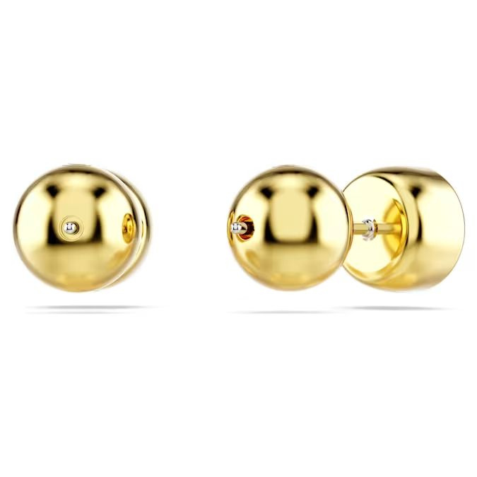 Imber stud earrings Round cut, White, Gold-tone plated