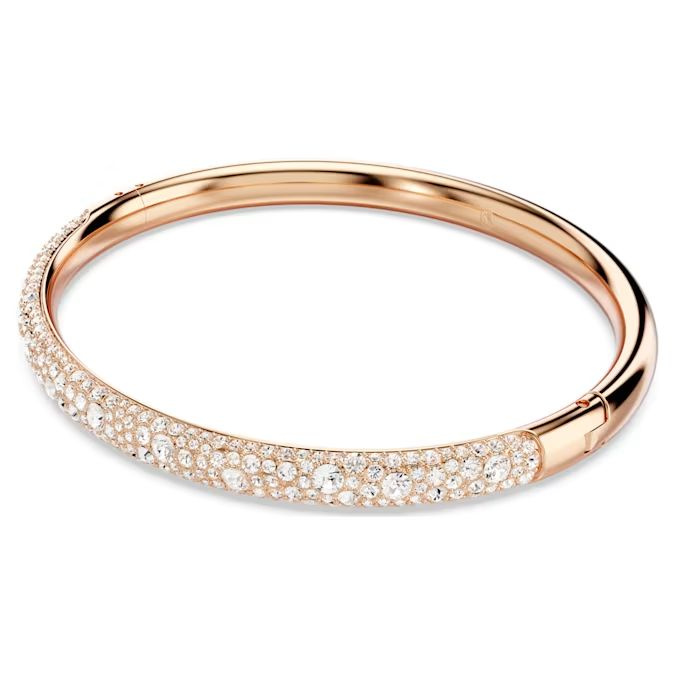 Sublima bangle Snow pavé, White, Rose gold-tone plated