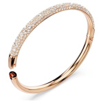 Sublima bangle Snow pavé, White, Rose gold-tone plated