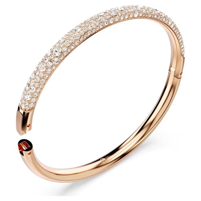 Sublima bangle Snow pavé, White, Rose gold-tone plated