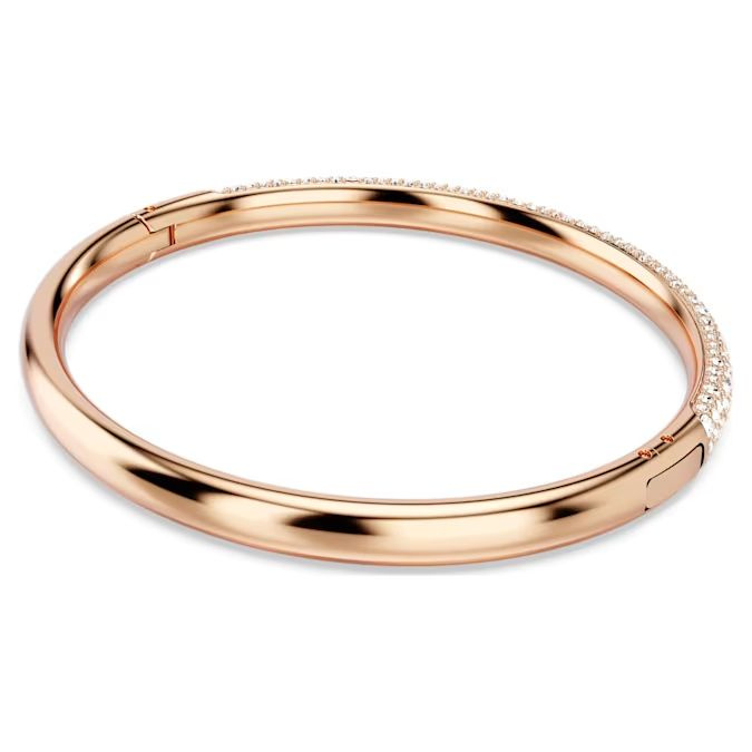 Sublima bangle Snow pavé, White, Rose gold-tone plated