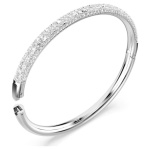 Sublima bangle Snow pavé, White, Rhodium plated