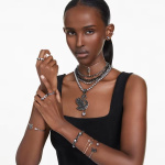 Swarovski Swan pendant Swan, Black, Rose gold-tone plated