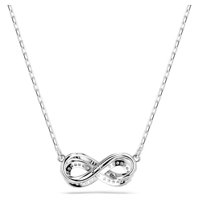 Hyperbola pendant Pavé, Infinity, White, Rhodium plated
