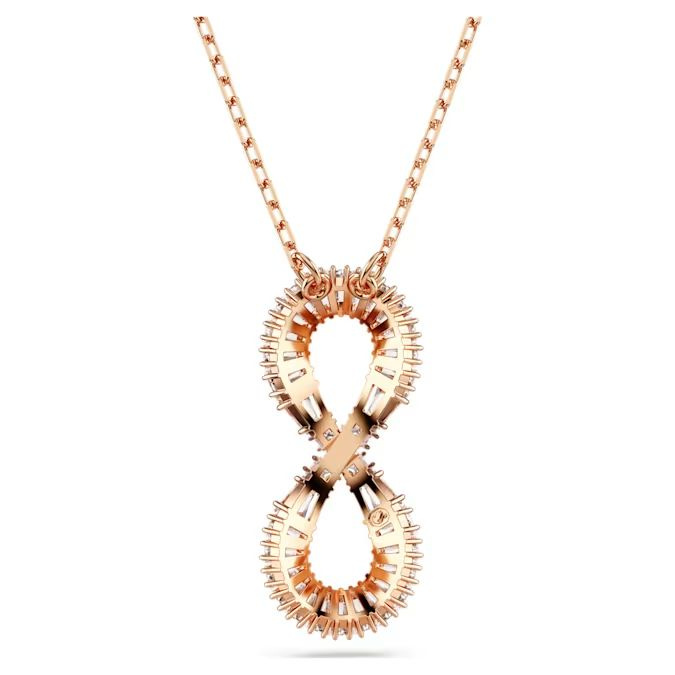 Hyperbola pendant Infinity, White, Rose gold-tone plated