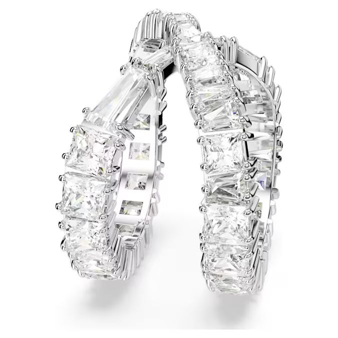 Hyperbola ring Infinity, White, Silver-tone finish