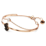 Swarovski Swan bangle Swan, Black, Rose gold-tone plated