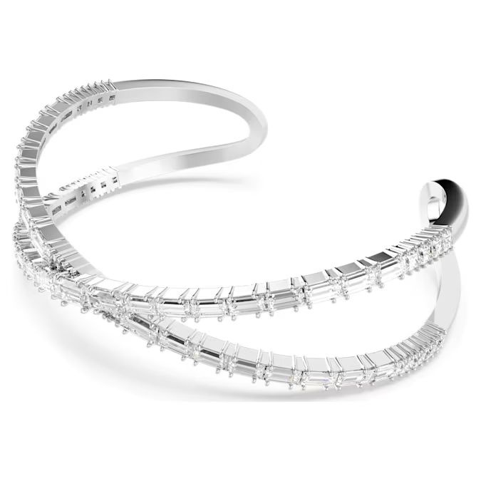 Hyperbola cuff Infinity, White, Rhodium plated