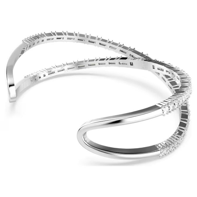 Hyperbola cuff Infinity, White, Rhodium plated