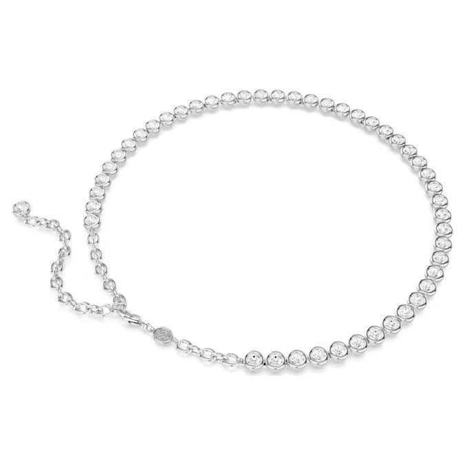 Imber Tennis necklace Round cut, White, Rhodium plated