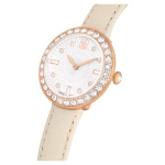 Certa watch Swiss Made, Leather strap, Beige, Rose gold-tone finish