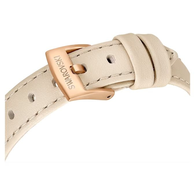 Certa watch Swiss Made, Leather strap, Beige, Rose gold-tone finish