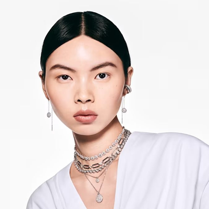 Constella necklace White, Rhodium plated