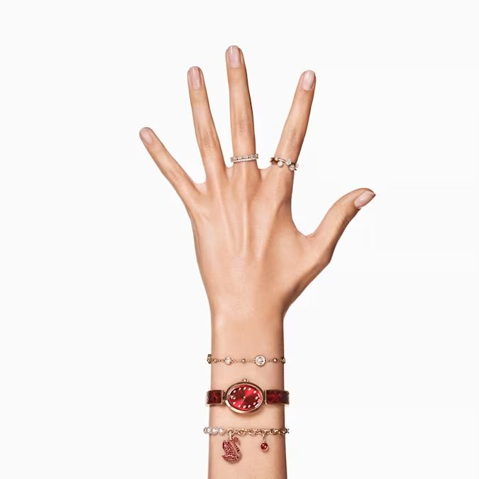 Imber bracelet Round cut, White, Gold-tone plated