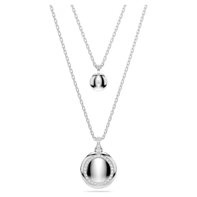 Sublima layered pendant White, Rhodium plated