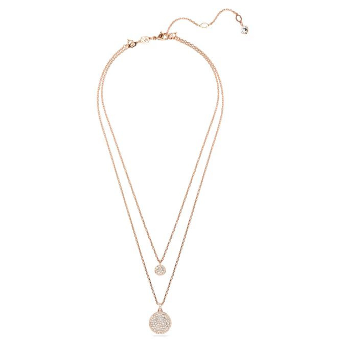 Sublima layered pendant White, Rose gold-tone plated