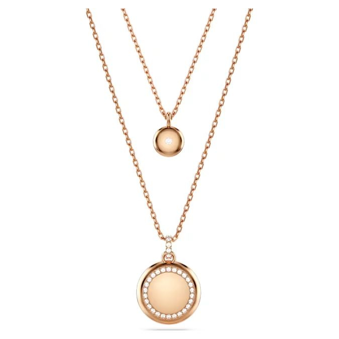 Sublima layered pendant White, Rose gold-tone plated