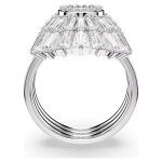 Idyllia ring Set (3), Mixed cuts, Shell, White, Rhodium plated
