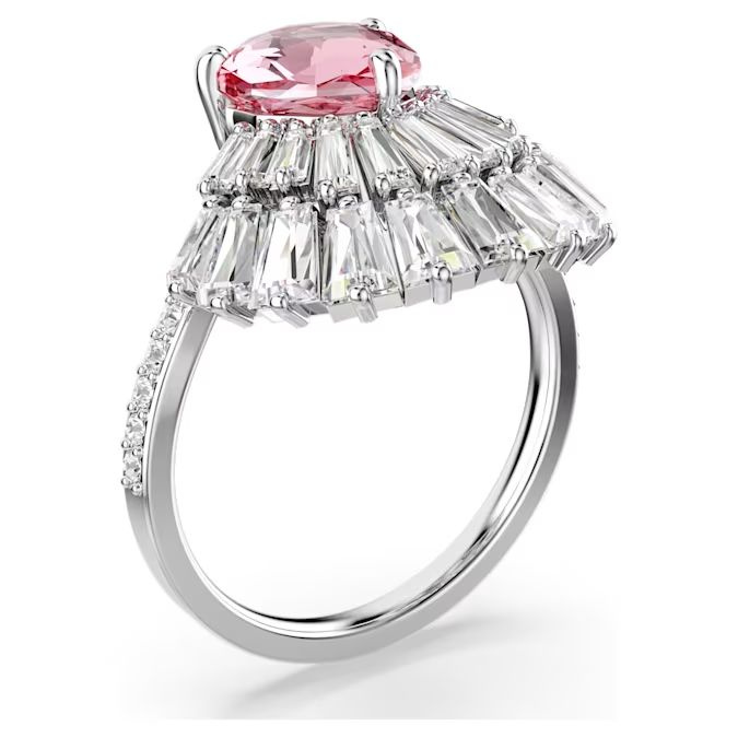 Idyllia cocktail ring Mixed cuts, Shell, Pink, Rhodium plated
