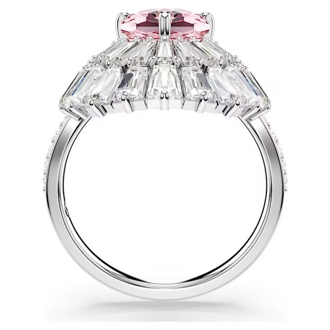 Idyllia cocktail ring Mixed cuts, Shell, Pink, Rhodium plated