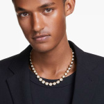 Imber necklace Round cut, White, Gold-tone plated