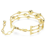 Imber wide bracelet Round cut, White, Gold-tone plated