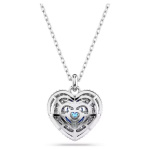 Hyperbola pendant Heart, Blue, Rhodium plated