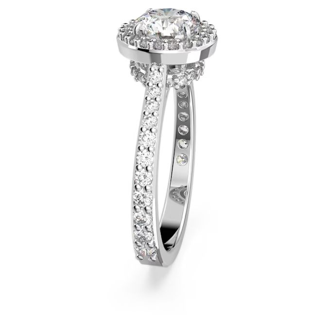 Una cocktail ring Round cut, Pavé, White, Rhodium plated