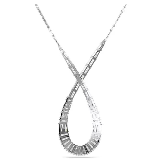 Hyperbola pendant Mixed cuts, Infinity, White, Rhodium plated