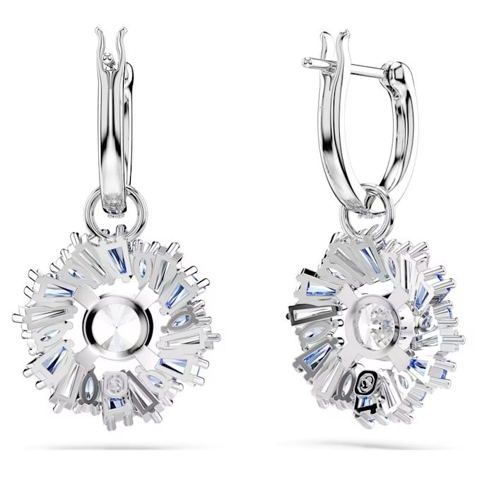 Idyllia drop earrings Flower, Blue, Rhodium plated